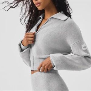 ALO Yoga Gray Cropped Hoodie